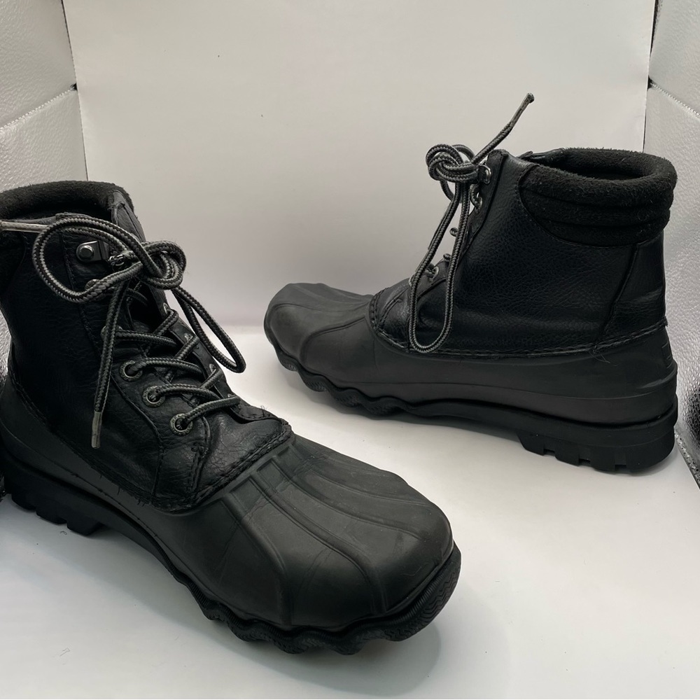 Sperry Topsider Avenue Duck Boot combat boots Black Leather Lace Up Waterproof 7 - Picture 4 of 5